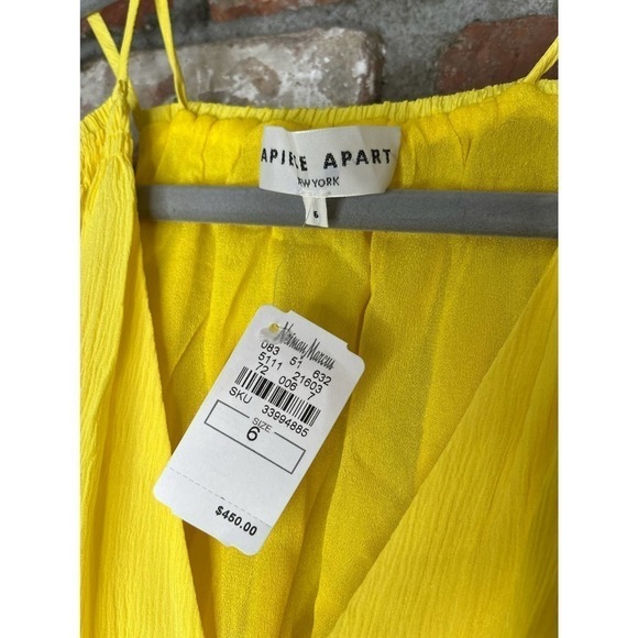 APIECE Apart Yellow Appolonia Silk Cold Shoulder Dress Size 6 NWT - Picture 5 of 6